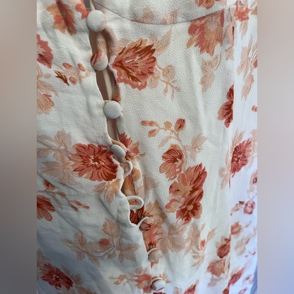 Reformation Floral Button Maxi Dress White/Pink Size 8 - Picture 3 of 5